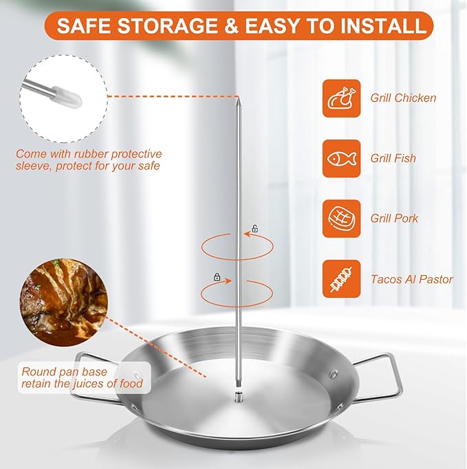 Tasso Vertical Skewer Stand – Stainless Steel for Tacos & Grilled Meats