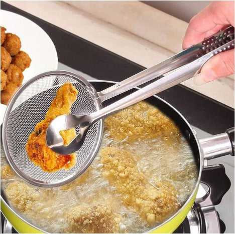 Baloo 2-in-1 Stainless Steel Strainer Spoon Tongs – Heat-Resistant Kitchen Strainer & Serving Tool