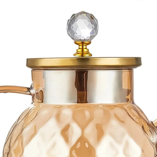 Diamond Princess Glass Pitcher – Elegant Lidded Beverage Server