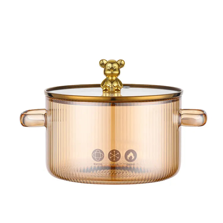 Gold Lynne Glass Pot with Lid – Stylish Cookware for Modern Kitchens
