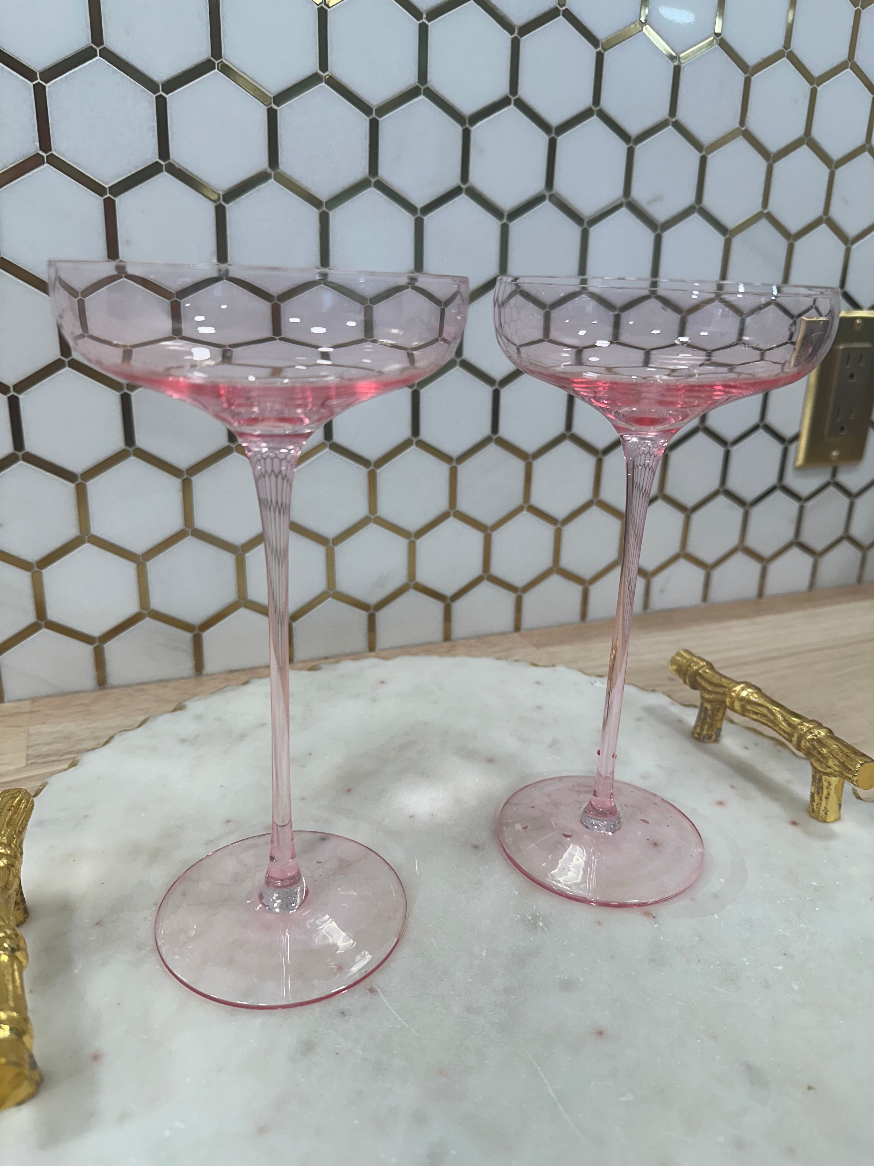 Bliss Martini Glasses – Set of 2 Crystal-Look Cocktail Martini Cups