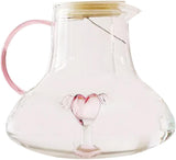 Kardia Kettle Pitcher – 1500 ml Pink-Tinted Glass Carafe for Iced Tea & Cold Brew