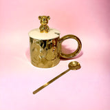 Bearista Gold Glass Mug – 400 ml Bone China Beverage Cup