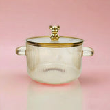 Gold Lynne Glass Pot with Lid – Stylish Cookware for Modern Kitchens