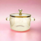 Gold Lynne Glass Pot with Lid – Stylish Cookware for Modern Kitchens
