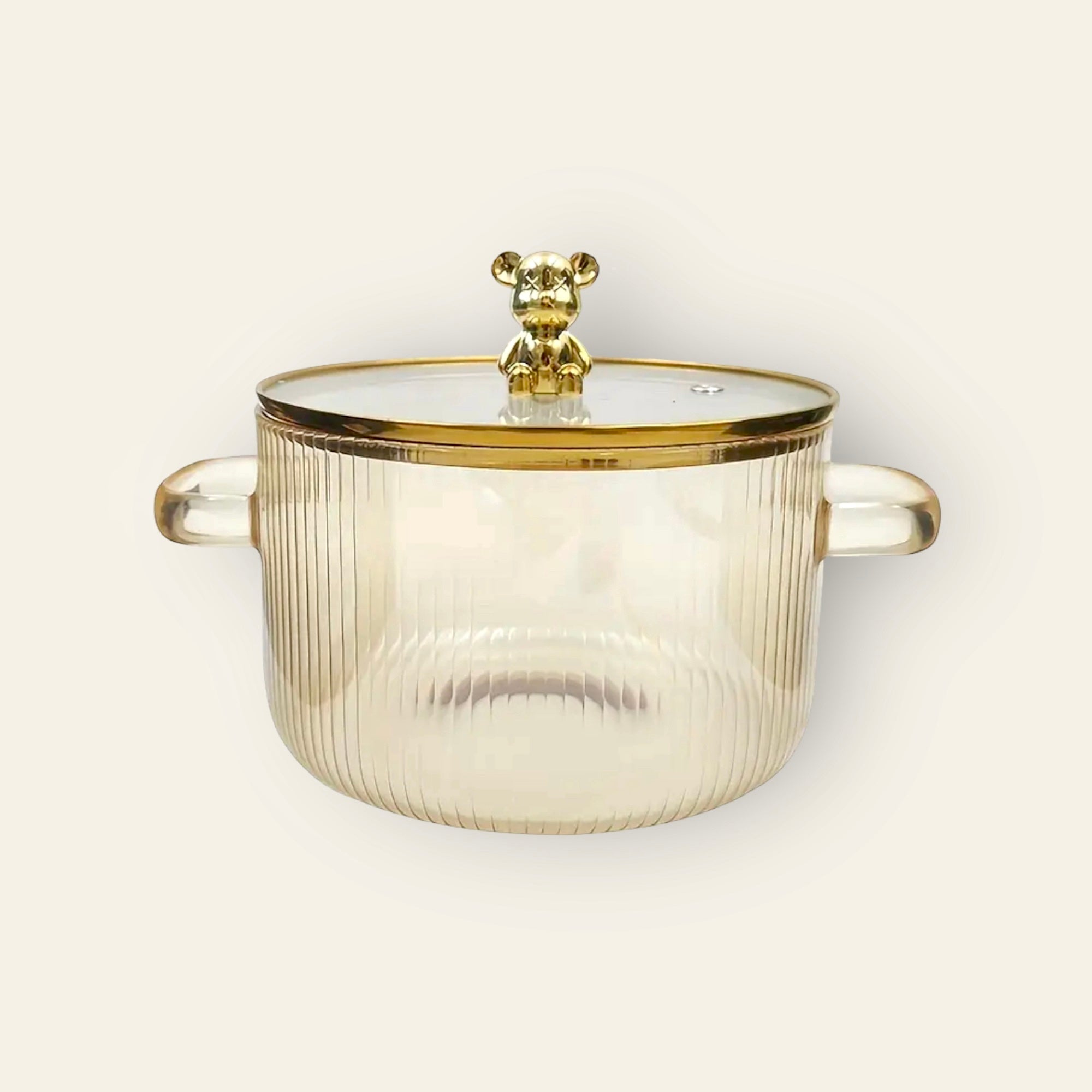 Gold Lynne Glass Pot with Lid – Stylish Cookware for Modern Kitchens