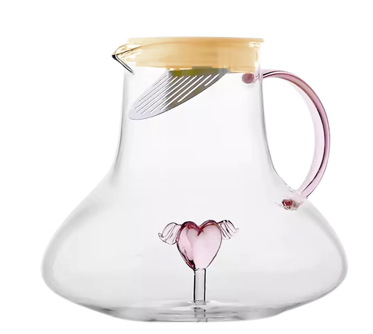 Kardia Kettle Pitcher – 1500 ml Pink-Tinted Glass Carafe for Iced Tea & Cold Brew