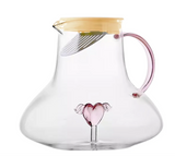 Kardia Kettle Pitcher – 1500 ml Pink-Tinted Glass Carafe for Iced Tea & Cold Brew