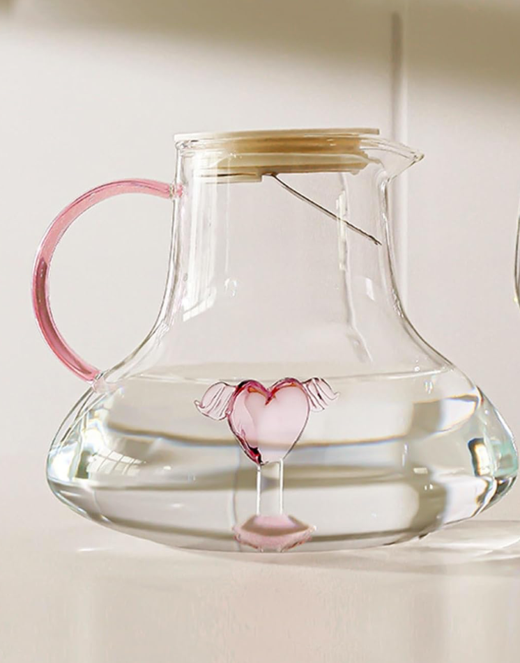 Kardia Kettle Pitcher – 1500 ml Pink-Tinted Glass Carafe for Iced Tea & Cold Brew