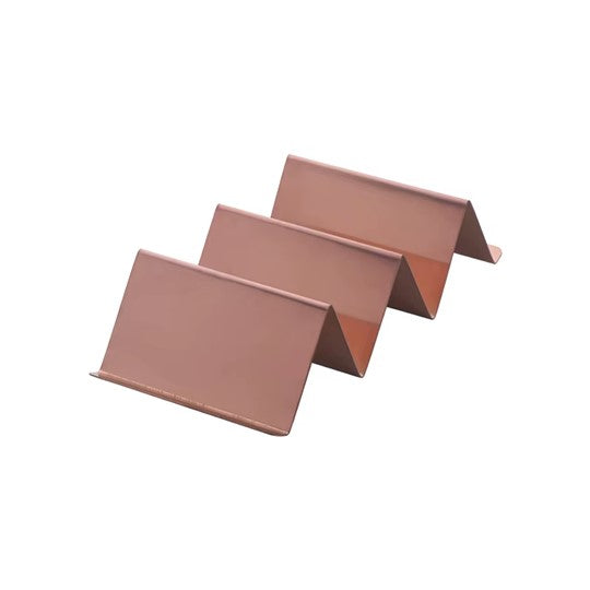 ShellMate 3-Slot Rose Gold Taco Tray – Oven & Grill Safe Stainless Steel Holder