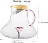 Kardia Kettle Pitcher – 1500 ml Pink-Tinted Glass Carafe for Iced Tea & Cold Brew