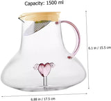 Kardia Kettle Pitcher – 1500 ml Pink-Tinted Glass Carafe for Iced Tea & Cold Brew