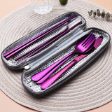 Travel Reusable Utensils Silverware with Case, Camping Cutlery set, Chopsticks and Straw for Camping, Portable Flatware Cutlery Set with Case, Stainless steel...