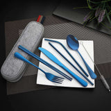 Travel Reusable Utensils Silverware with Case, Camping Cutlery set, Chopsticks and Straw for Camping, Portable Flatware Cutlery Set with Case, Stainless steel...