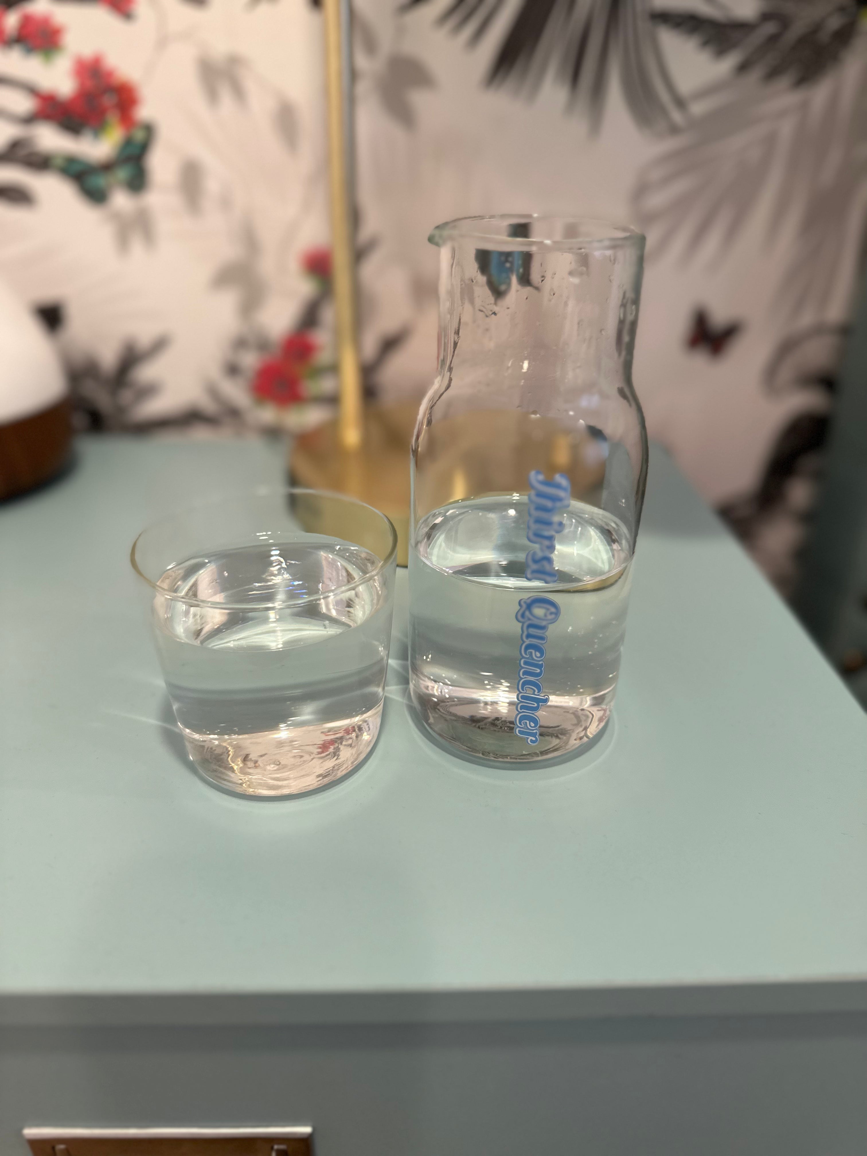 Treat yourself to luxury by keeping water and other beverages conveniently and beautifully within reach