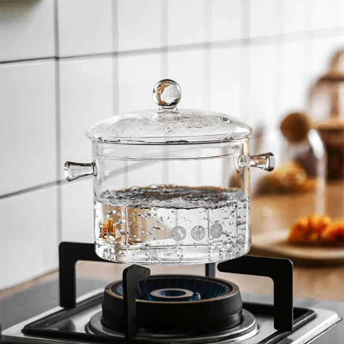 The cooking pot is heat-resistant, which is designed to provide professional cooking effects, this cookware provides perfect heat and perfect results every time. The glass pot is made of advanced lead-free, high borosilicate glass, 100% healthier than plastic