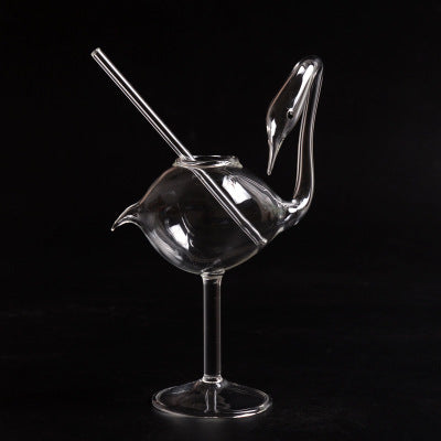 Swan Cocktail Glass With Straw