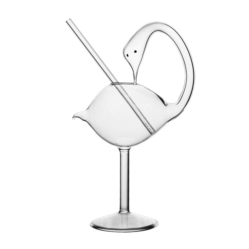 Swan Cocktail Glass With Straw