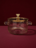 Gold Lynne Glass Pot with Lid – Stylish Cookware for Modern Kitchens