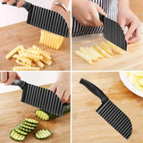 Upgrade your kitchen game with this stainless steel wavy crinkle cutting knife. Create perfect fries, chips, and veggie snacks with fun wavy cuts that everyone will love. Easy to clean, durable, and kid-
