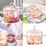 Chanti Pink Borosilicate Glass Pot – Non-Toxic Stylish Sauce & Bakeware