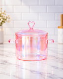Chanti Pink Borosilicate Glass Pot – Non-Toxic Stylish Sauce & Bakeware