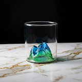 Mountain Base Cocktail Glass – 10 oz Summit Cocktail Glass, Unique Mountain Whiskey Glass, Modern Barware for Cocktails, Tequila, Bourbon, Home Bar Gift