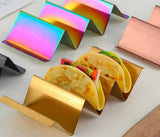 ShellMate 3-Slot Rose Gold Taco Tray – Oven & Grill Safe Stainless Steel Holder