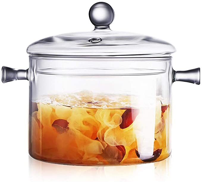 Heat Resistant Transparent Clear Pyrex Glass Cooking Pot Soup