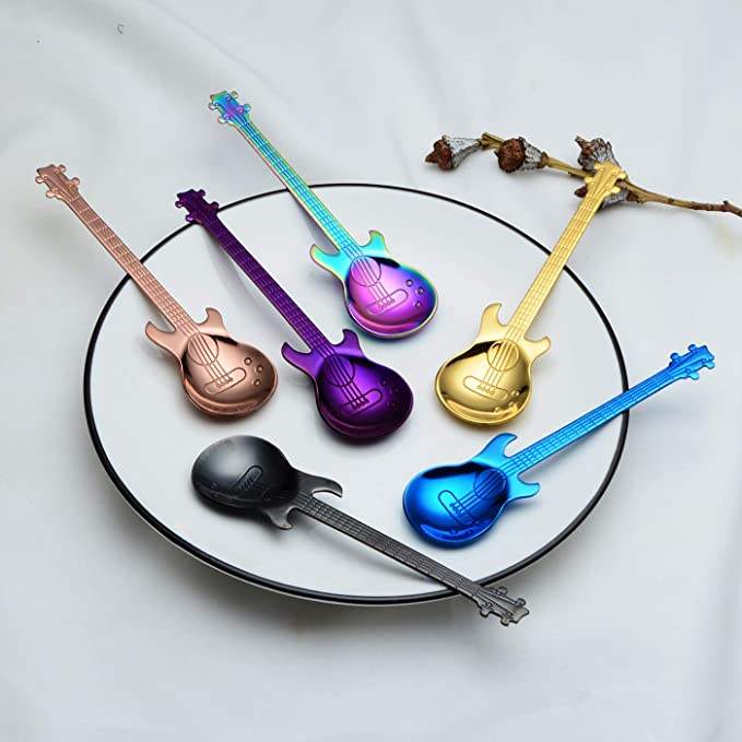 Colorful Stainless Steel Creative Guitar Shaped Spoon
