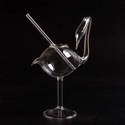 Swan Cocktail Glass With Straw
