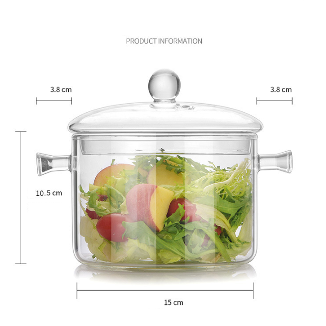 Transparent Glass Soup Pot Household Kitchen Vegetable Salad Bowl Thickened  Flame Explosion-Proof Cooking Saucepan Cookware