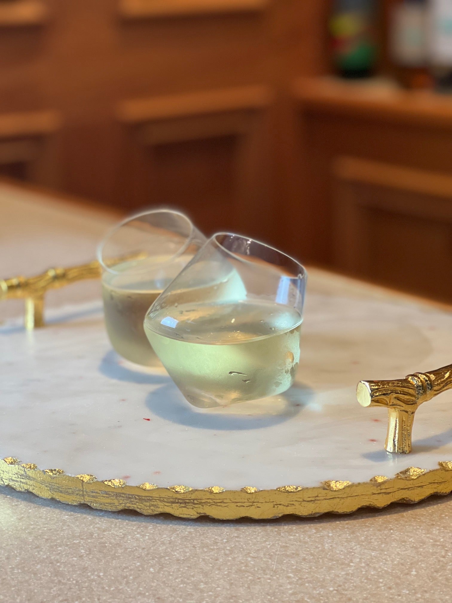 Gold Slanted Champagne Glasses, Set of 2